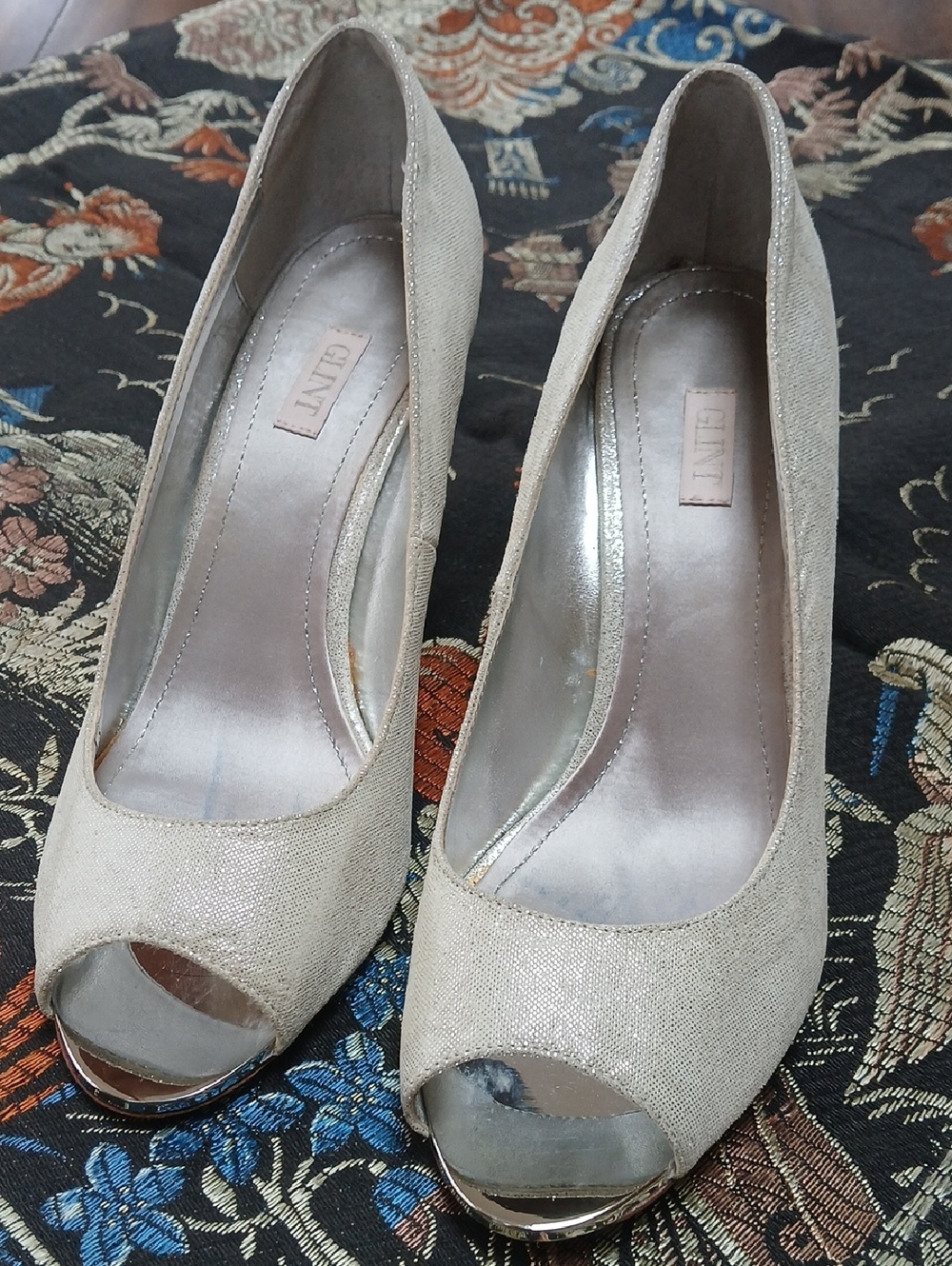 Glint Champagne Gold Peep-To Wedge Pumps